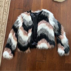 Nasty Gal Faux Fur Jacket Multi Color